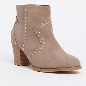 Taupe Fuax Suede Studded Bootie